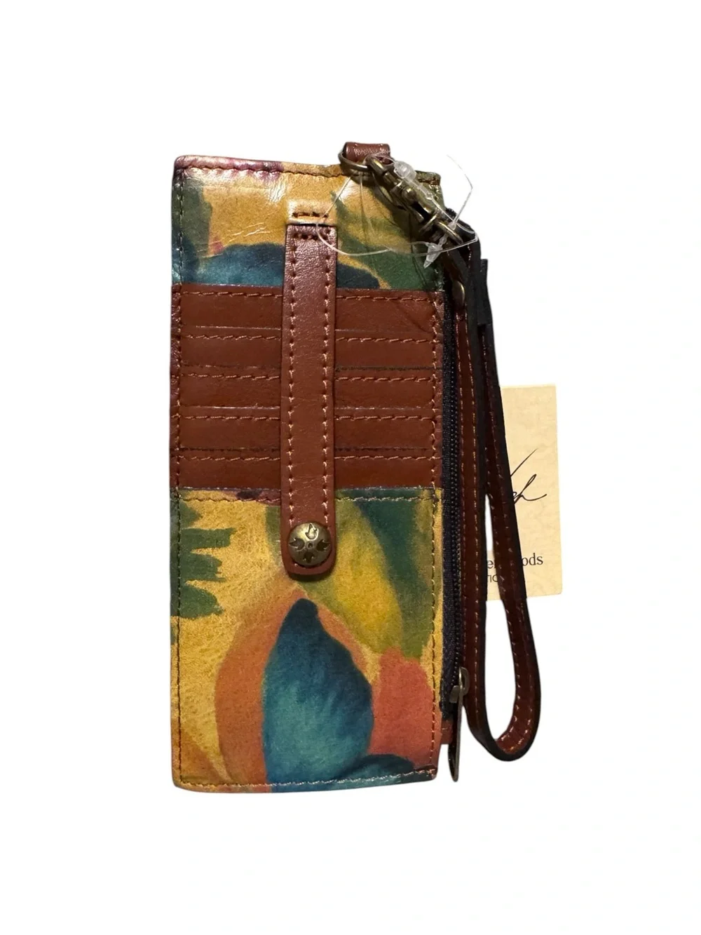Patricia Nash Heritage Alanna Leather Wristlet Card Organizer, Watercolor, NWT